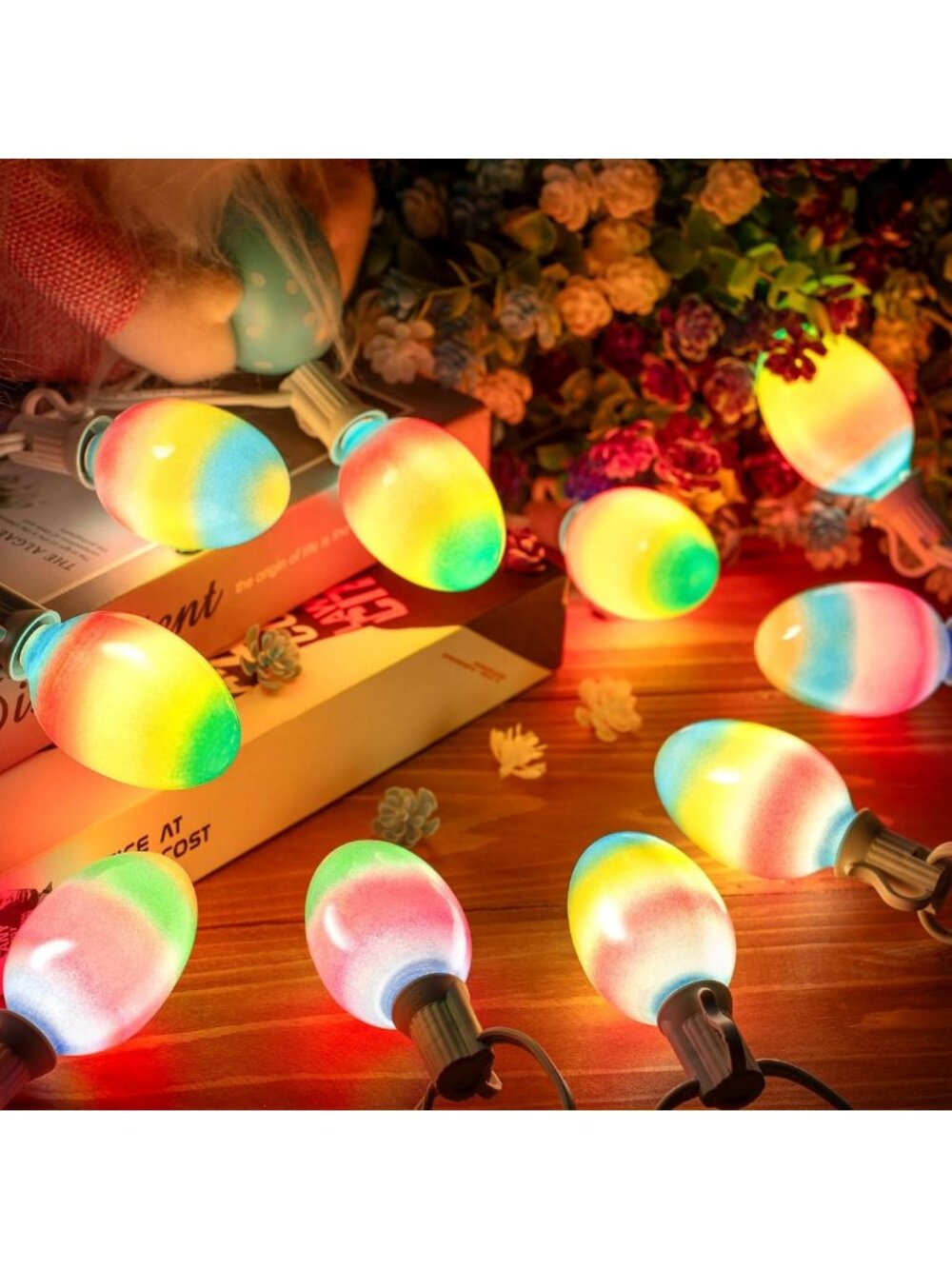 2 Pack Multi-Color Pastel LED Easter Egg String Lights - 10.5FT Indoor/Outdoor